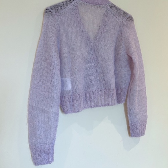 ACNE STUDIOS Purple Cropped Cardigan Sz M - Picture 15 of 16